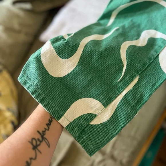 Cotton On Low Rise Green and White Swirl Straight Jeans sz4 - Picture 7 of 13